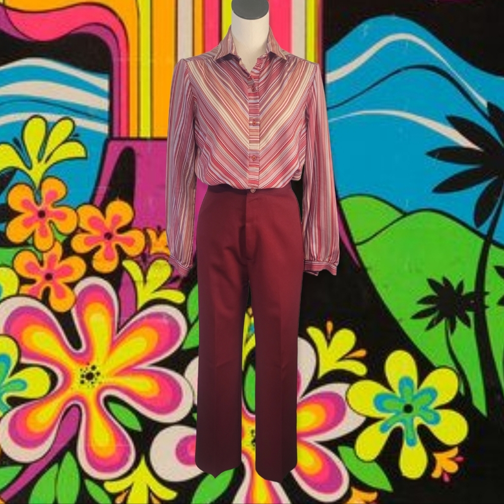 Vintage 70s Cranberry Red Trousers